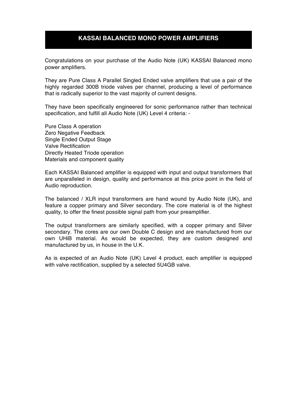 Audio Note Kassai Balanced User Manual | Page 6 / 15