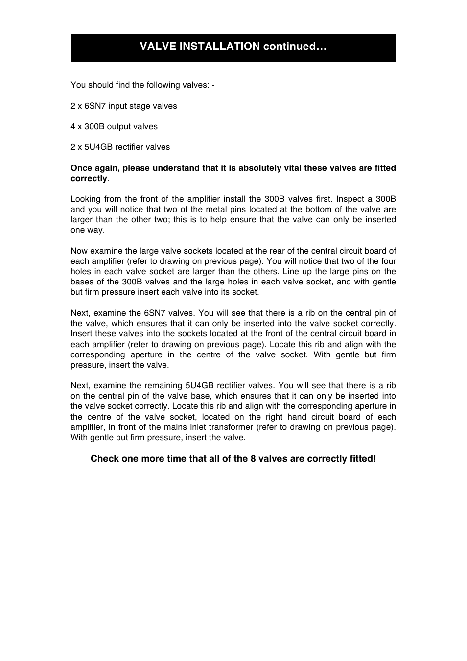 Valve installation continued | Audio Note Kassai Balanced User Manual | Page 9 / 15