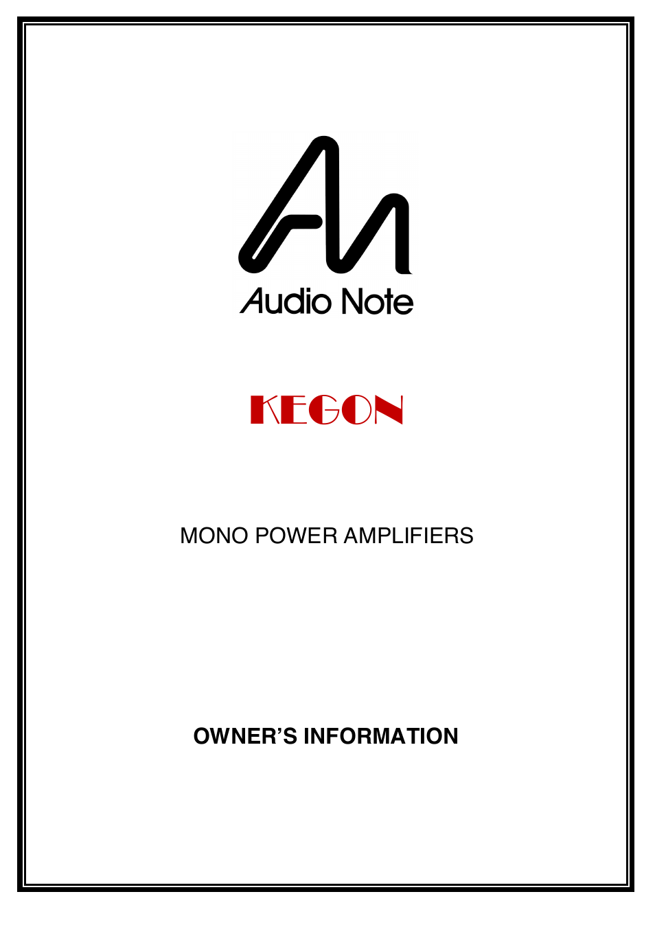 Audio Note Kegon User Manual | 13 pages