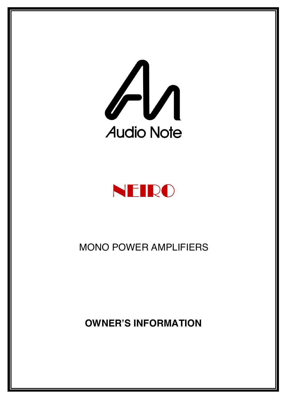 Audio Note Neiro User Manual | 13 pages