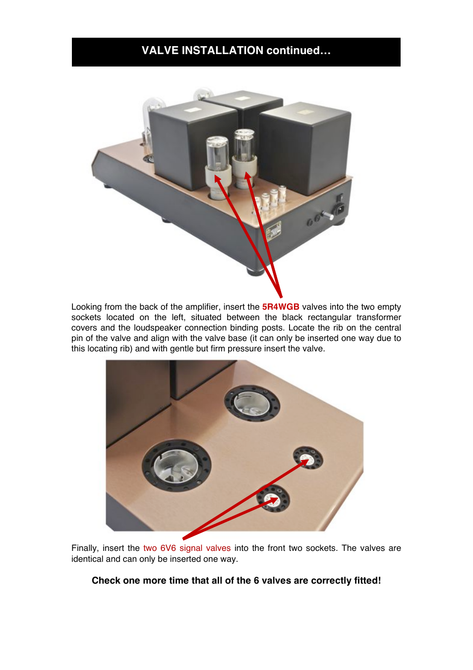 Valve installation continued | Audio Note Ongaku Kensei User Manual | Page 10 / 16
