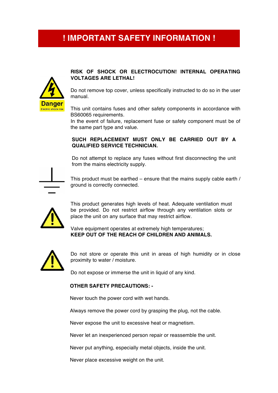Important safety information | Audio Note P1  User Manual | Page 3 / 11