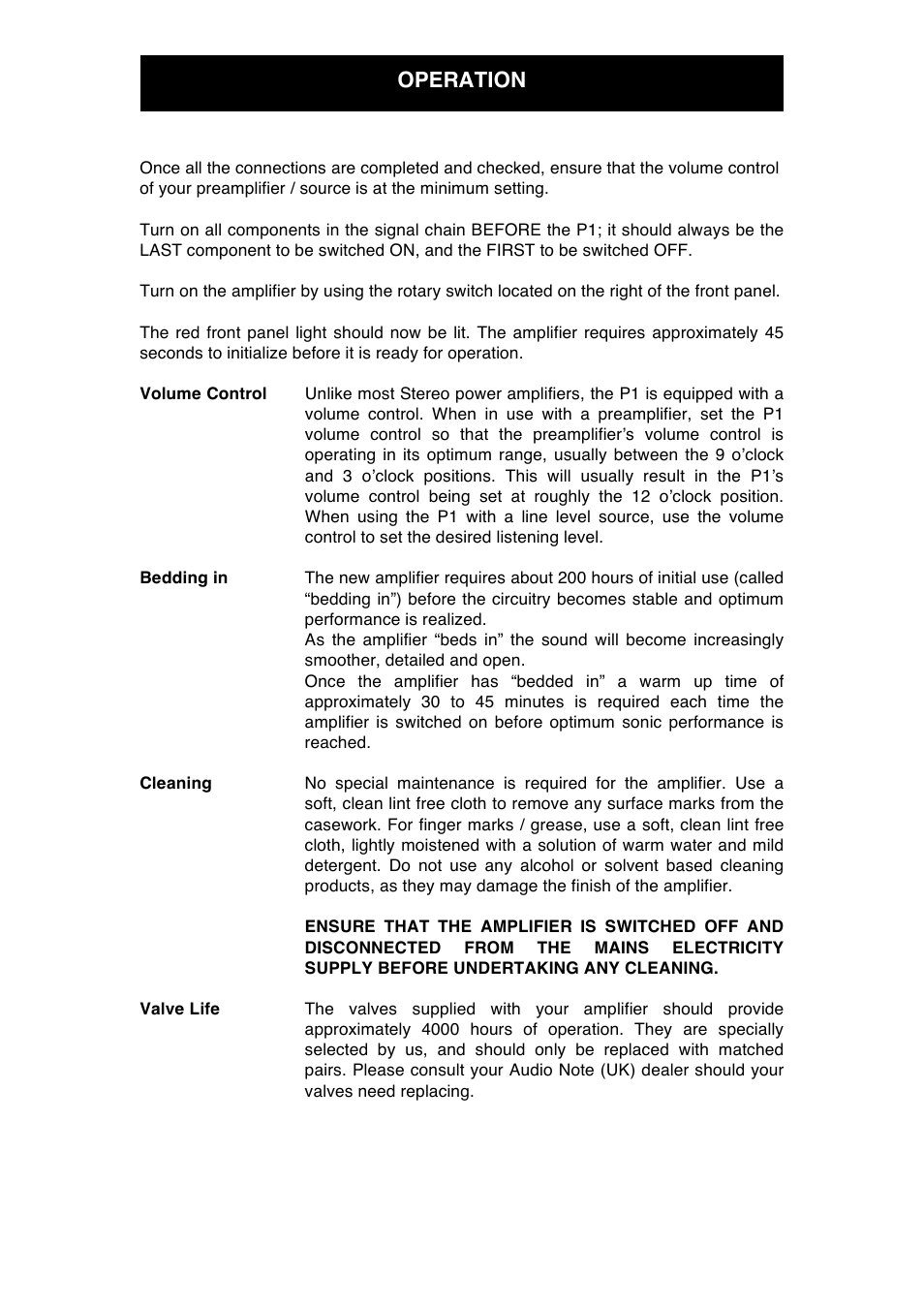 Operation | Audio Note P1  User Manual | Page 8 / 11