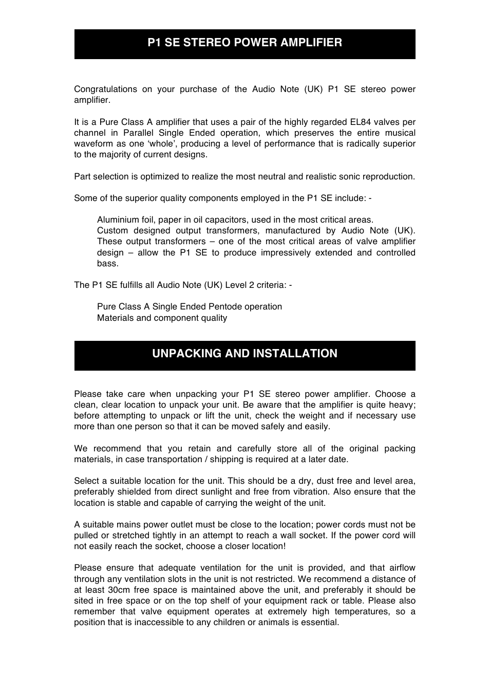 Audio Note P1 SE User Manual | Page 6 / 11