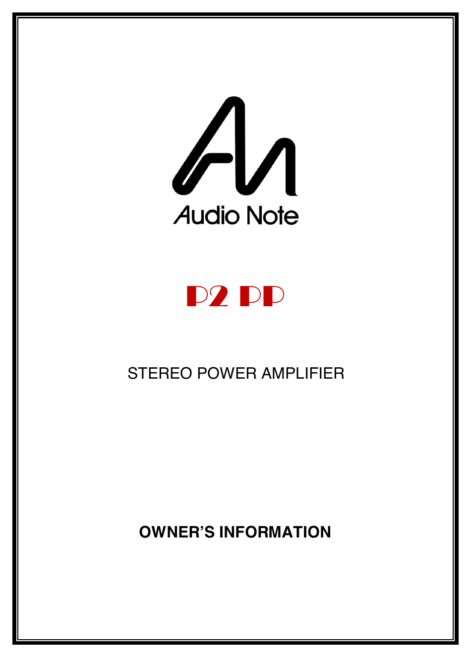 Audio Note P2 User Manual | 11 pages