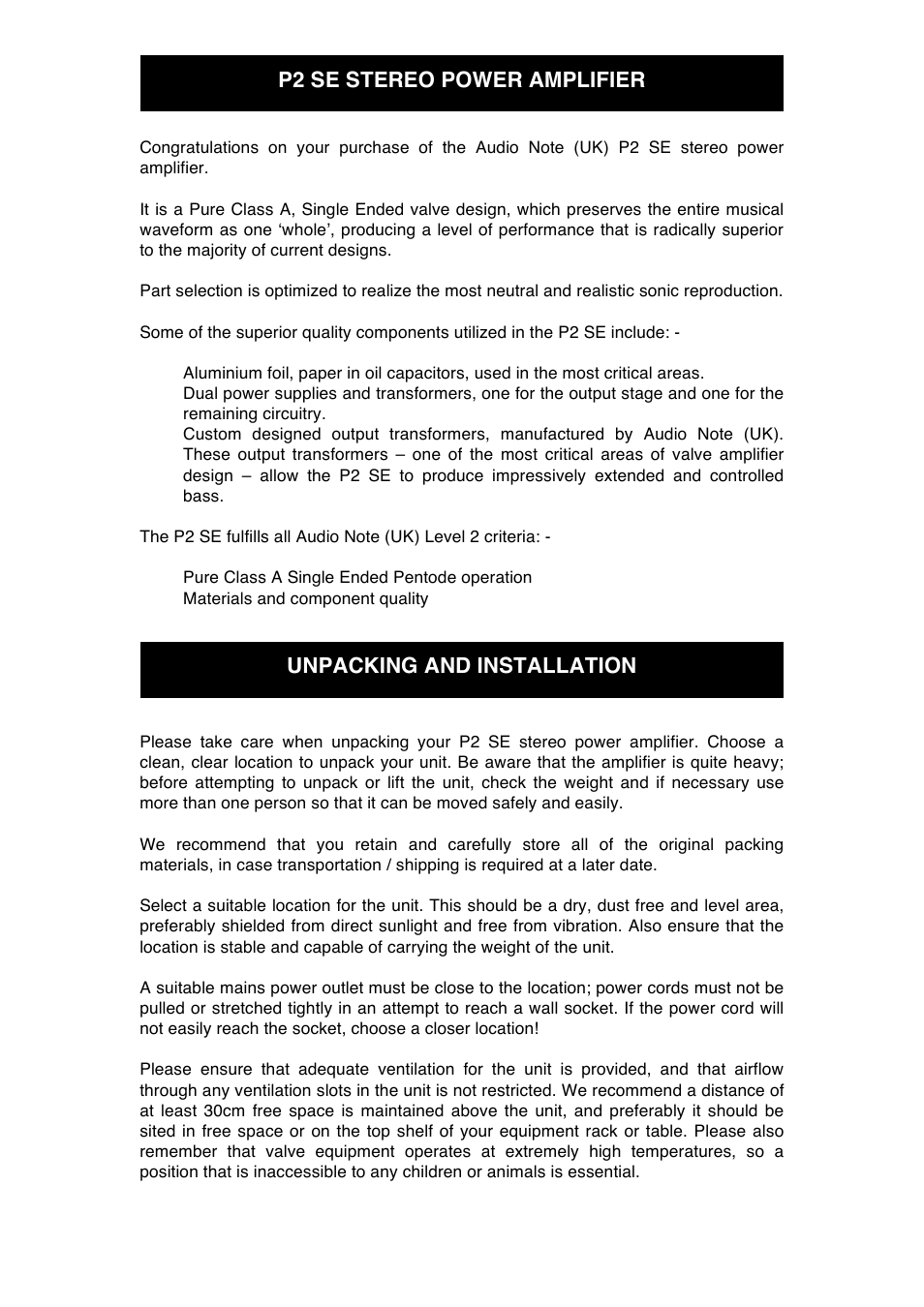 Audio Note P2 SE User Manual | Page 6 / 11