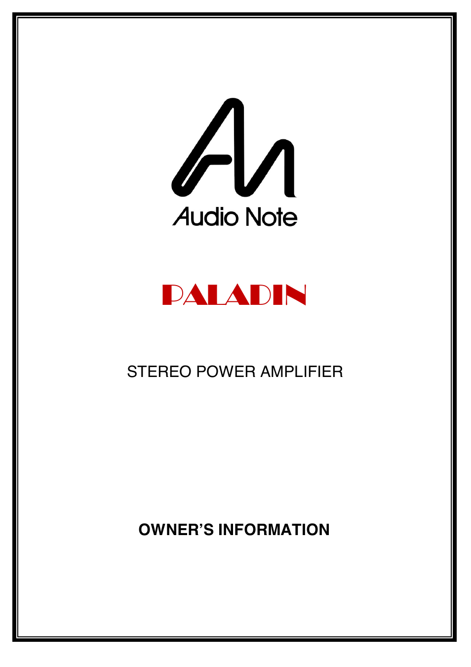 Audio Note Paladin User Manual | 13 pages