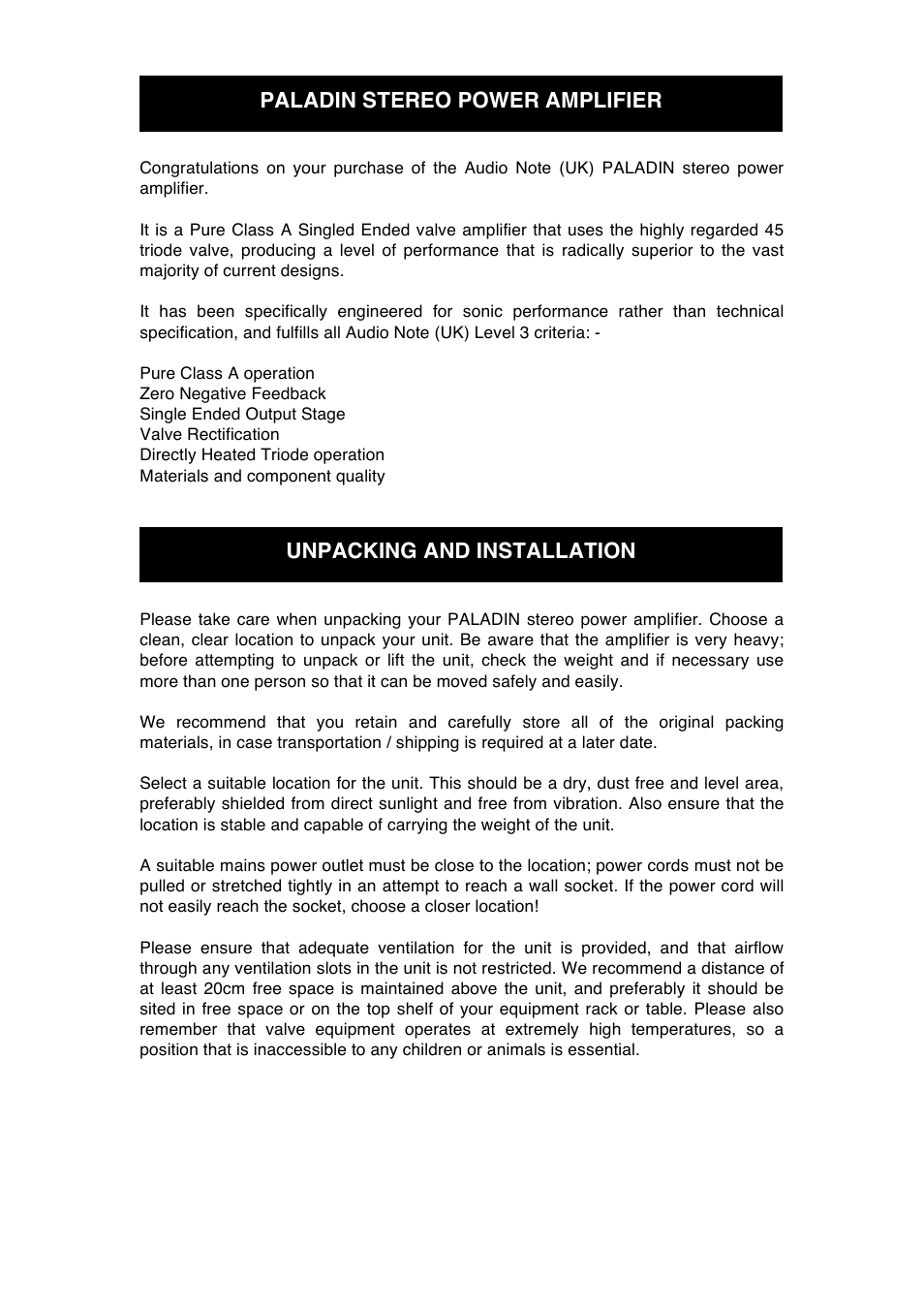 Audio Note Paladin User Manual | Page 6 / 13