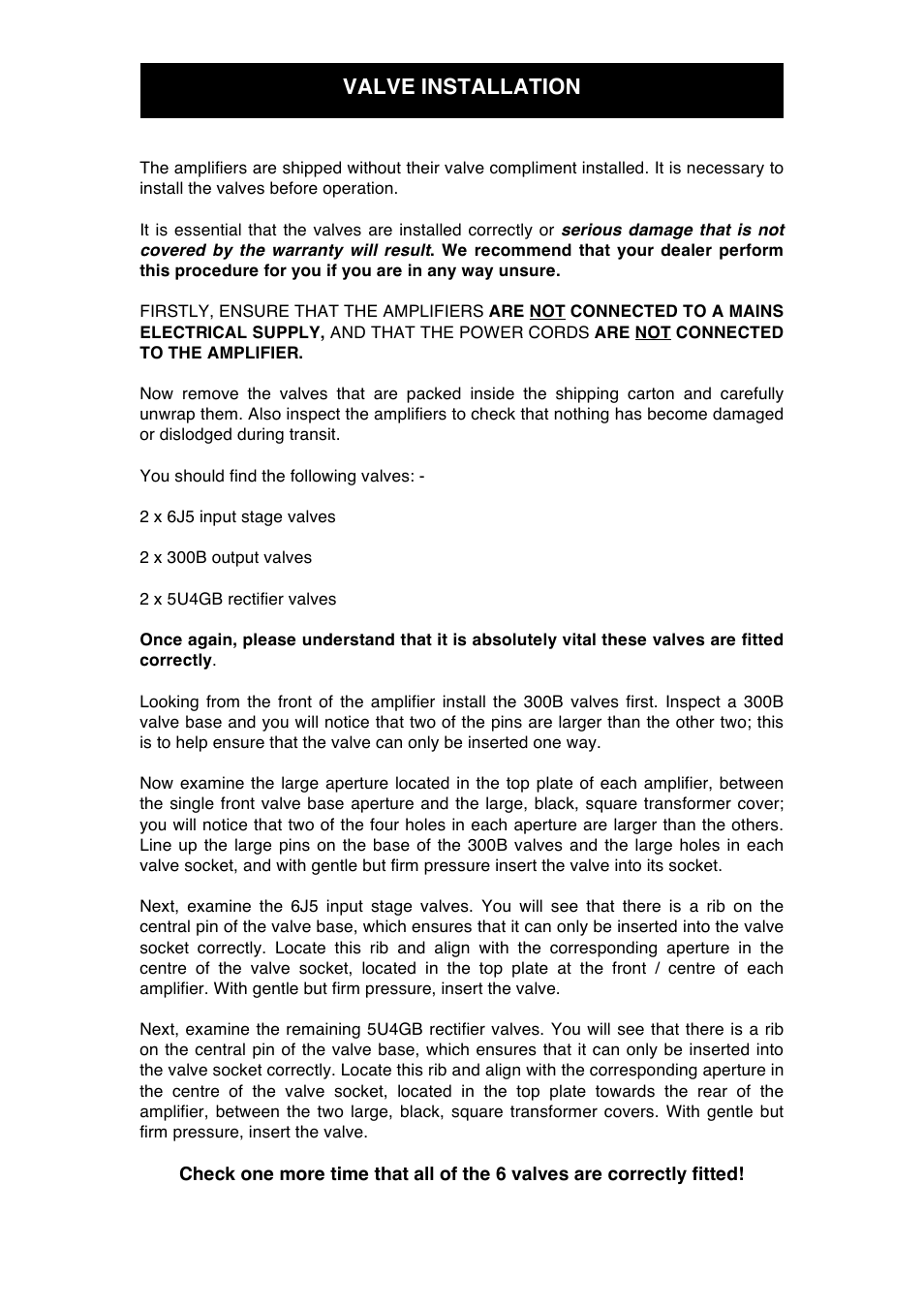 Valve installation | Audio Note Quest Silver Signature Low Gain User Manual | Page 8 / 13