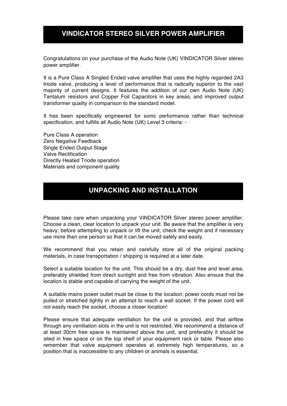 Audio Note Vindicator Silver User Manual | Page 6 / 12