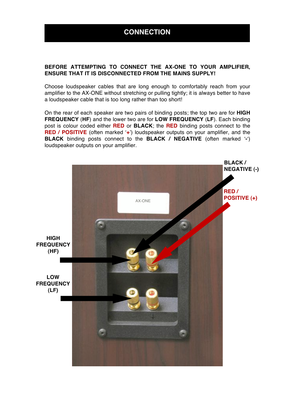 Connection | Audio Note AX-One Speaker User Manual | Page 7 / 12