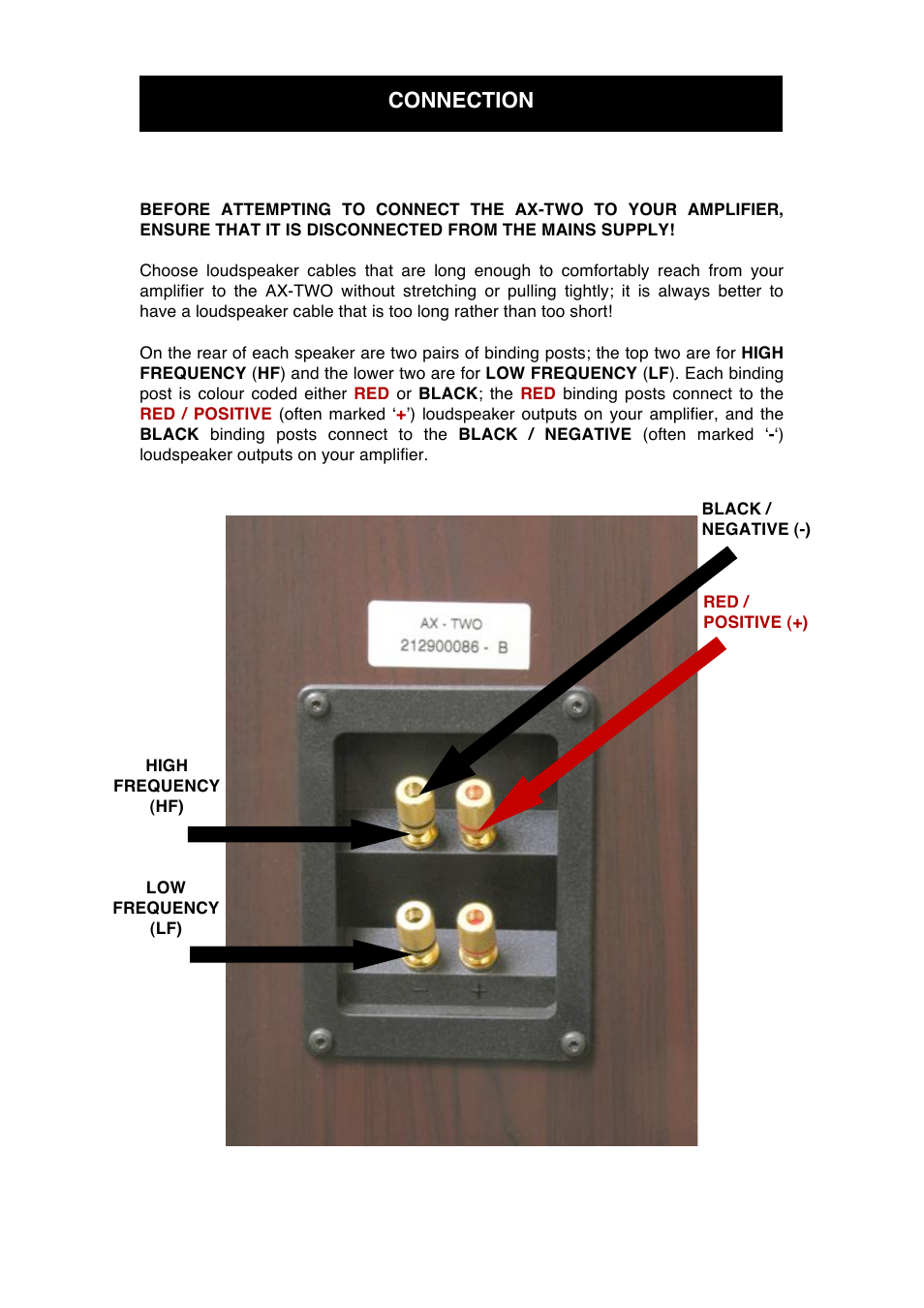 Connection | Audio Note AX-Two Speaker User Manual | Page 7 / 12