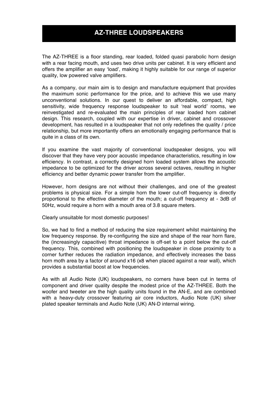 Audio Note AZ-Three Speaker User Manual | Page 5 / 14