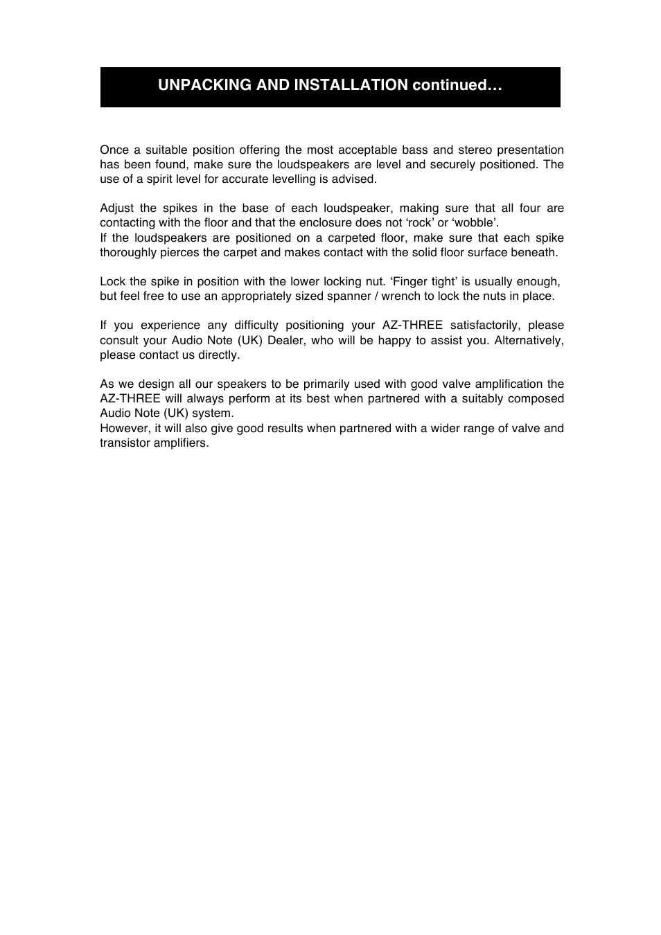 Audio Note AZ-Three Speaker User Manual | Page 8 / 14