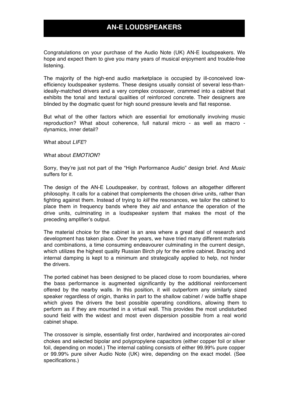 Audio Note AN-E User Manual | Page 6 / 16