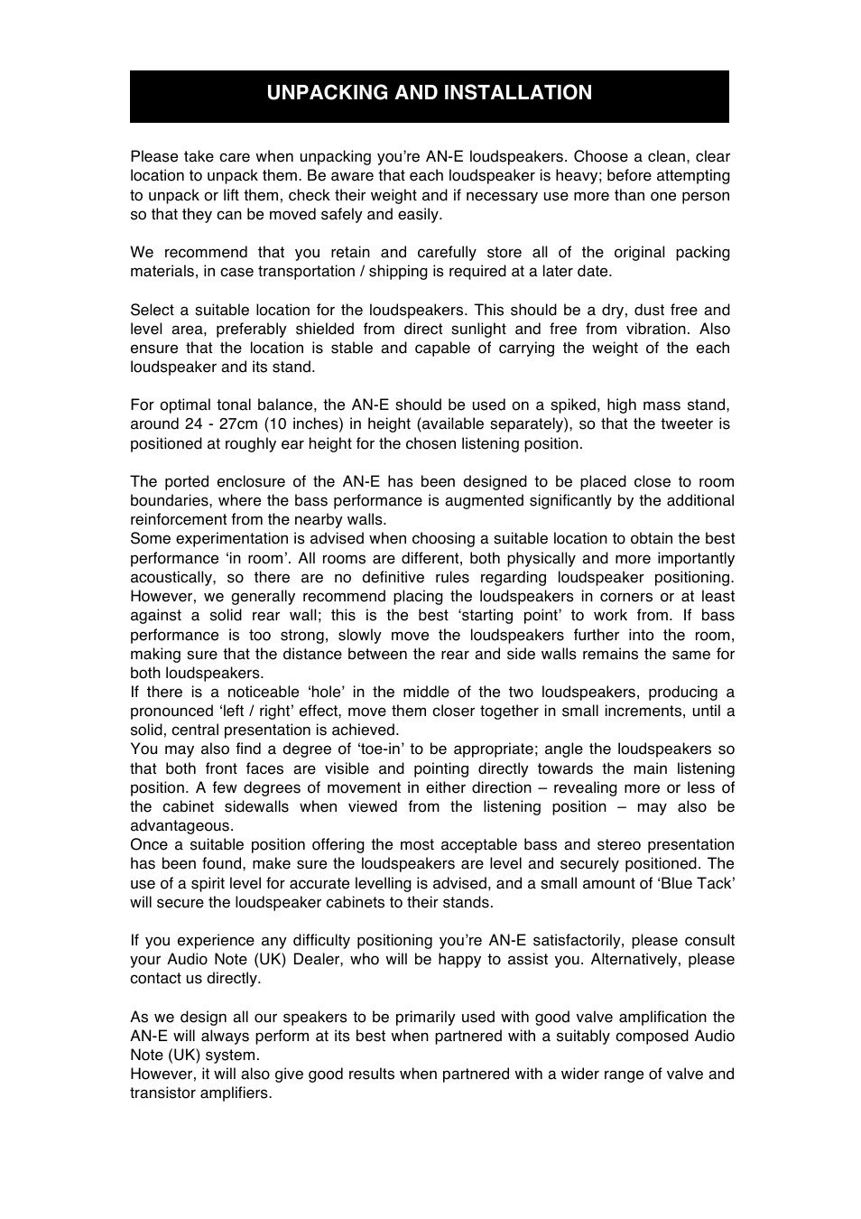 Audio Note AN-E User Manual | Page 8 / 16