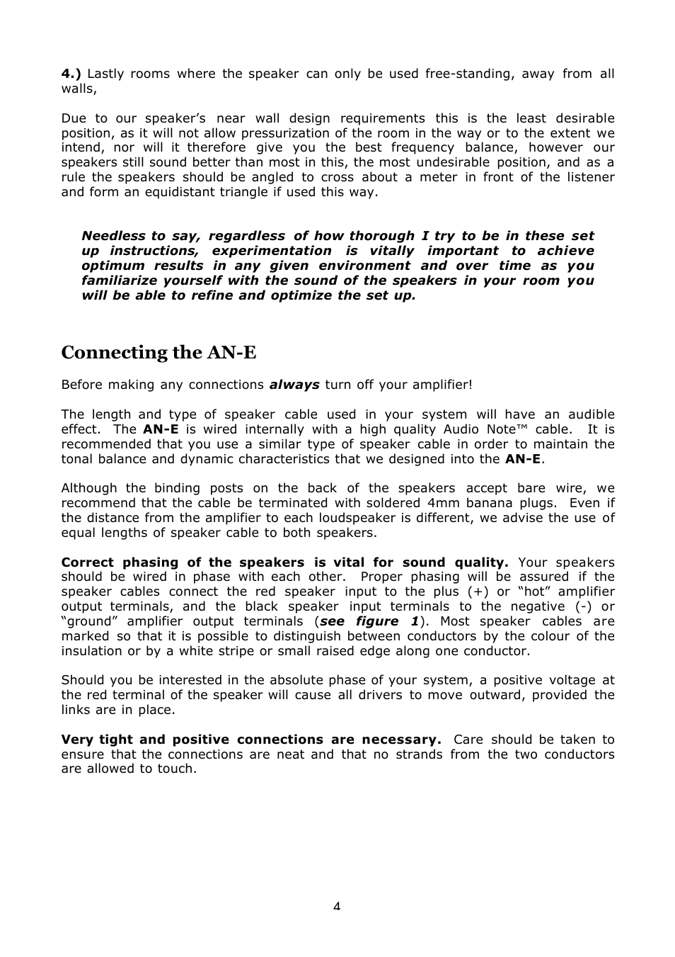Connecting the an-e | Audio Note AN-E LX Specs User Manual | Page 5 / 9