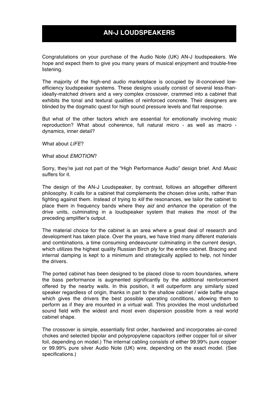 Audio Note AN-J User Manual | Page 6 / 14