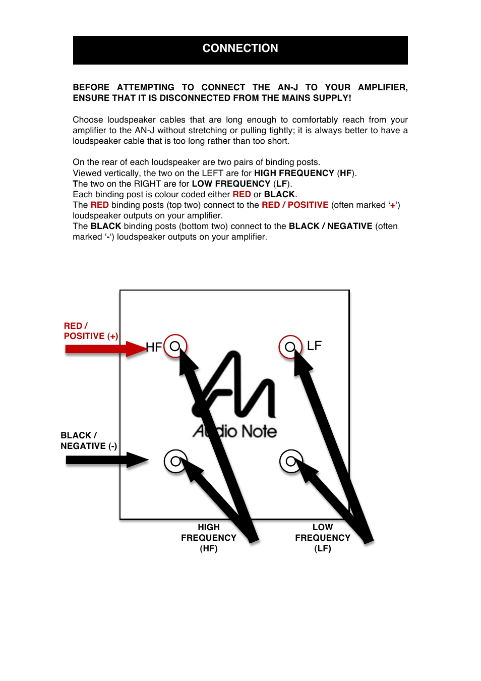 Hf lf, Connection | Audio Note AN-J User Manual | Page 9 / 14