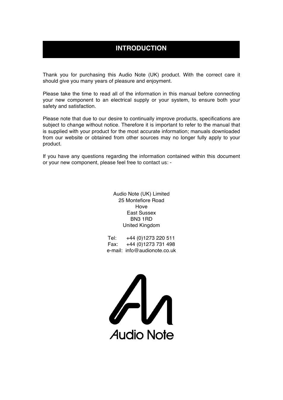 Introduction | Audio Note AN-K User Manual | Page 4 / 14