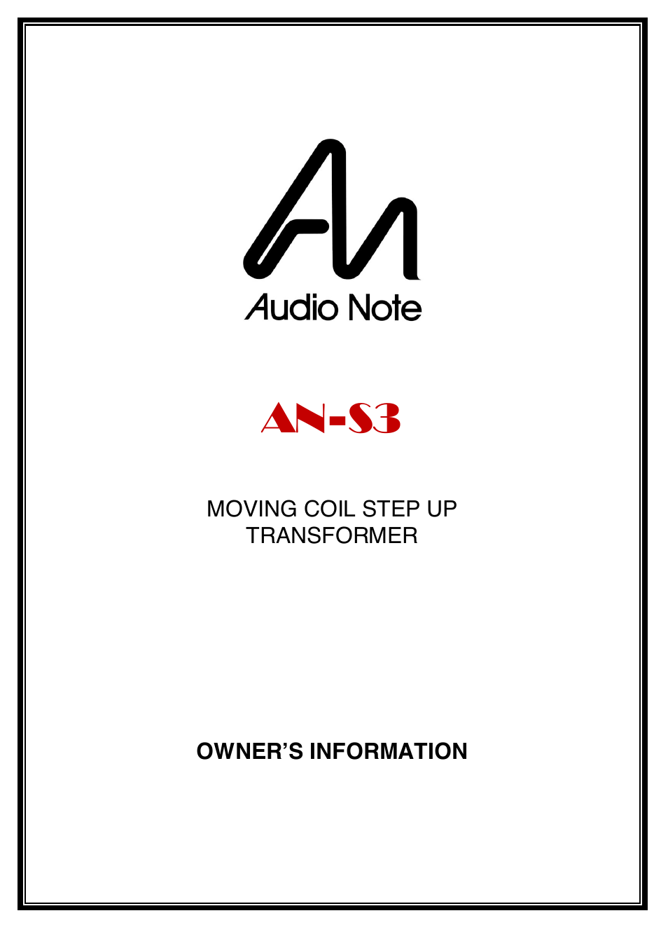 Audio Note AN-S3 User Manual | 9 pages