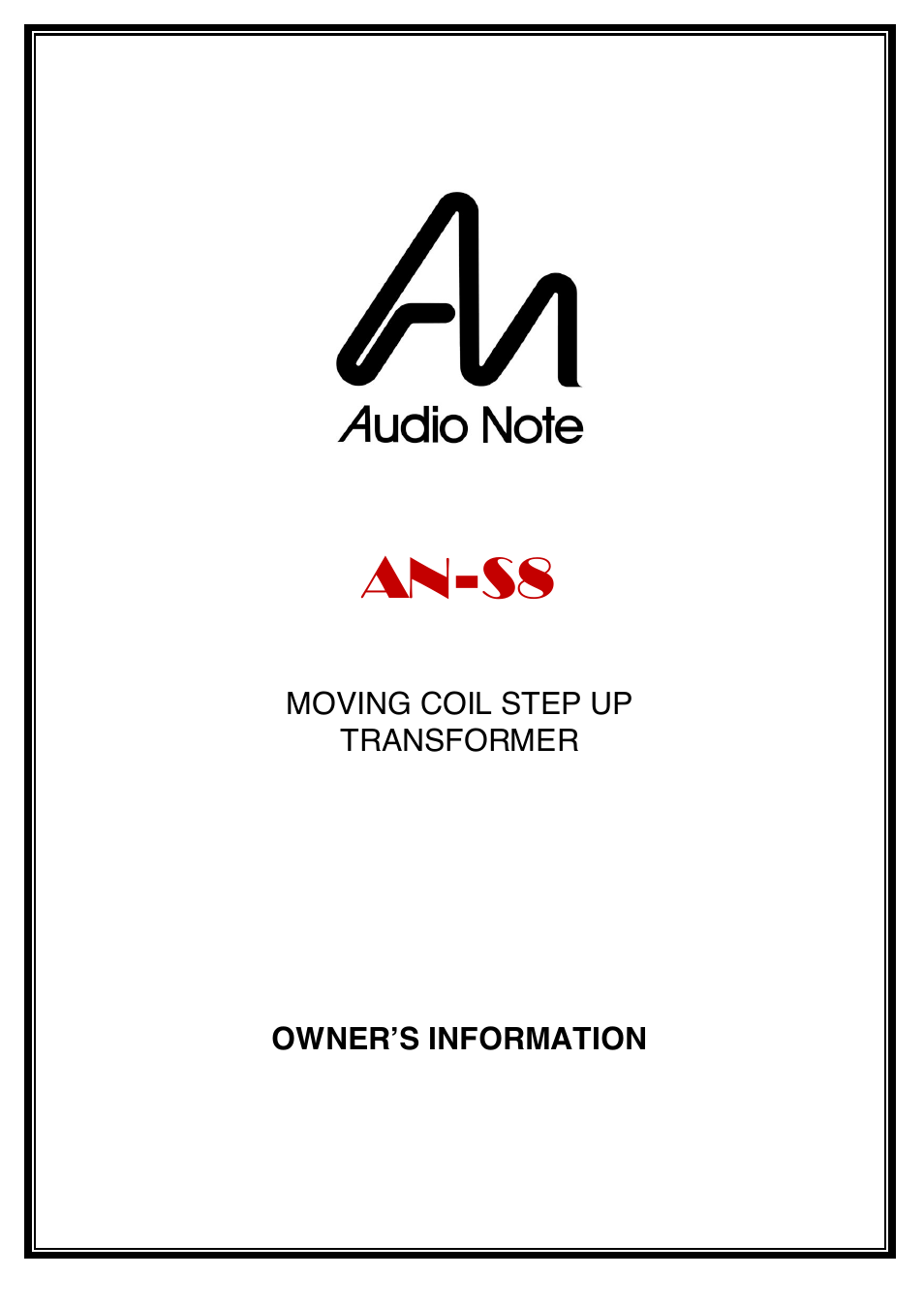 Audio Note AN-S8 User Manual | 9 pages