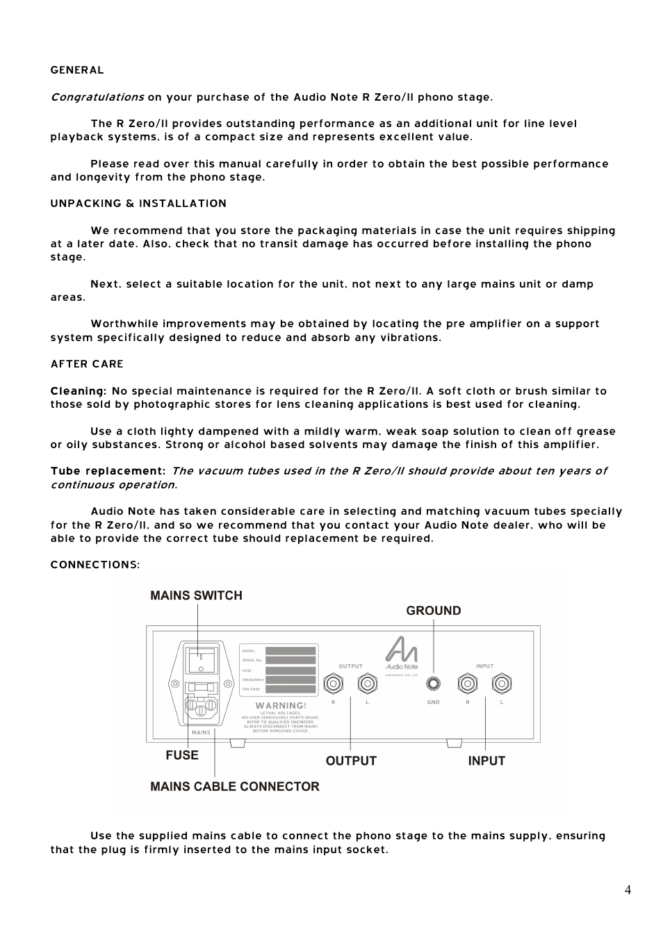 Audio Note R-Zero II User Manual | Page 4 / 6