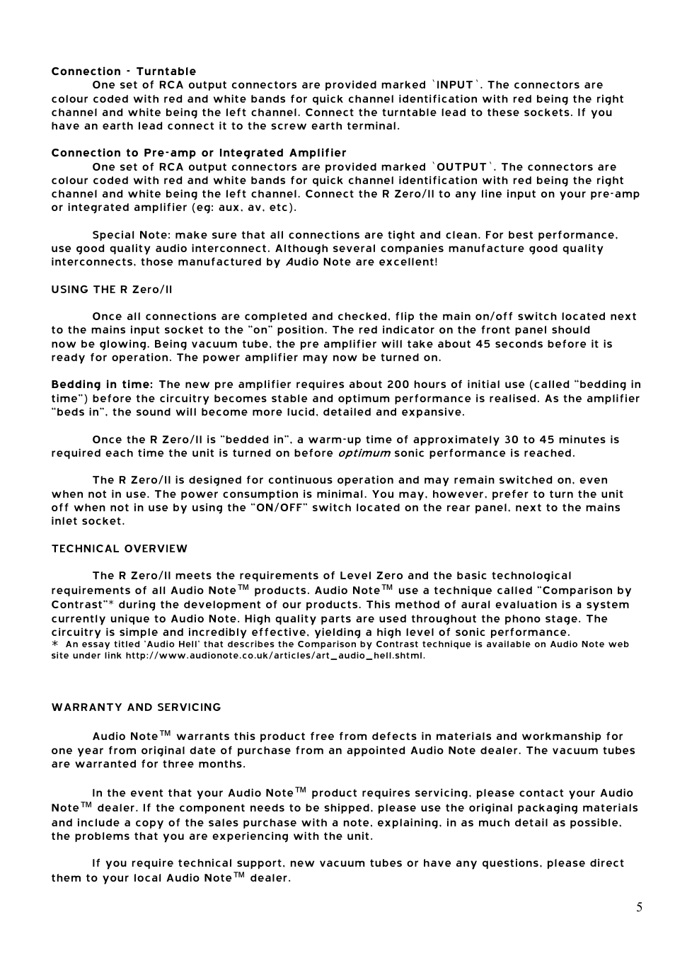 Audio Note R-Zero II User Manual | Page 5 / 6