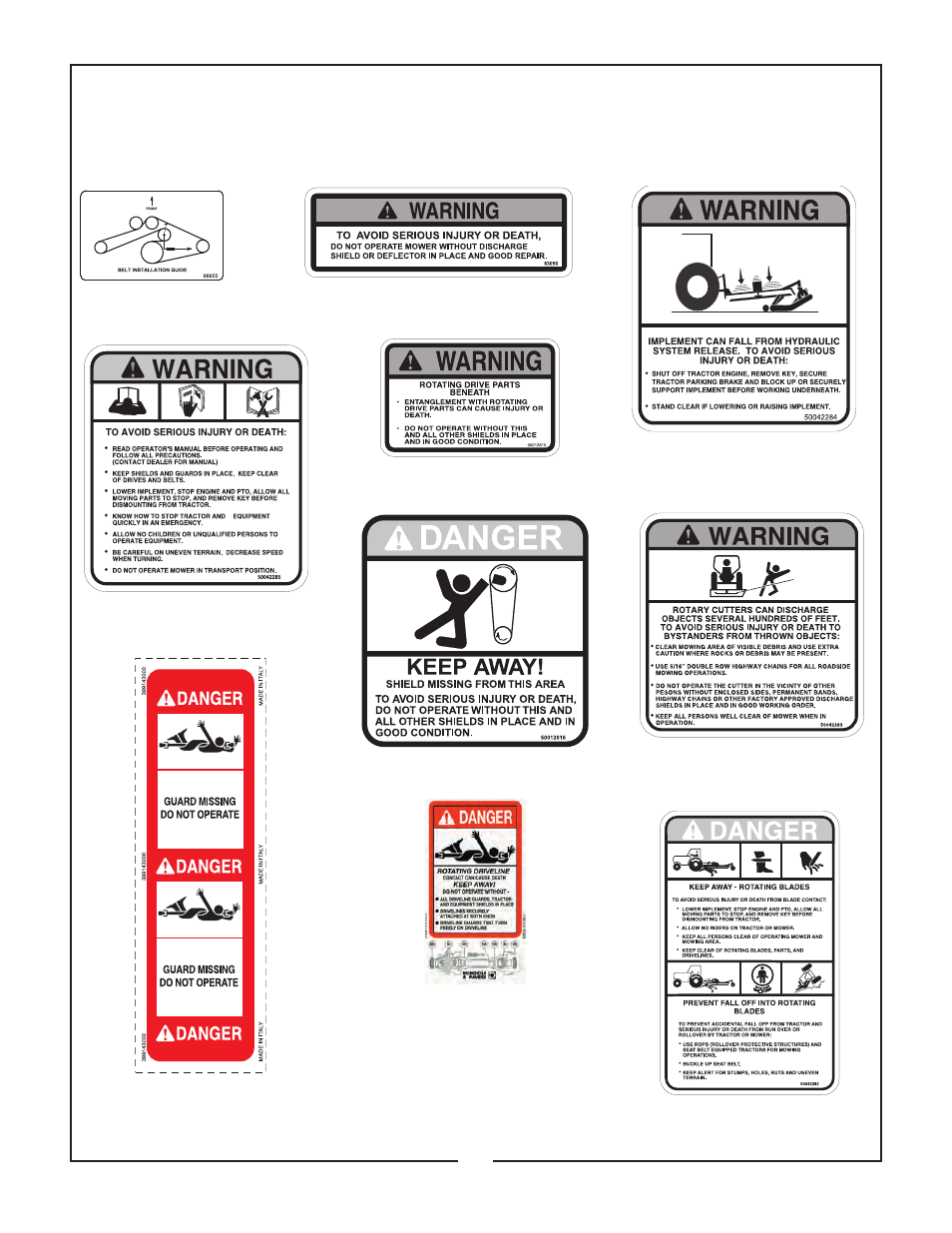 Safety decals | Bush Hog AIR TUNNEL FINISHING MOWER ATH 900 User Manual | Page 17 / 20