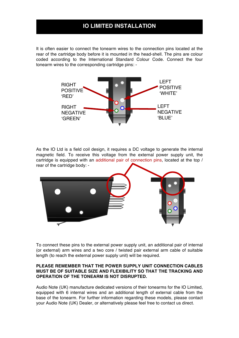 Io limited installation | Audio Note IO Limited User Manual | Page 10 / 18