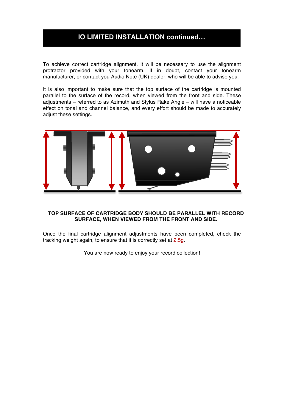 Io limited installation continued | Audio Note IO Limited User Manual | Page 12 / 18