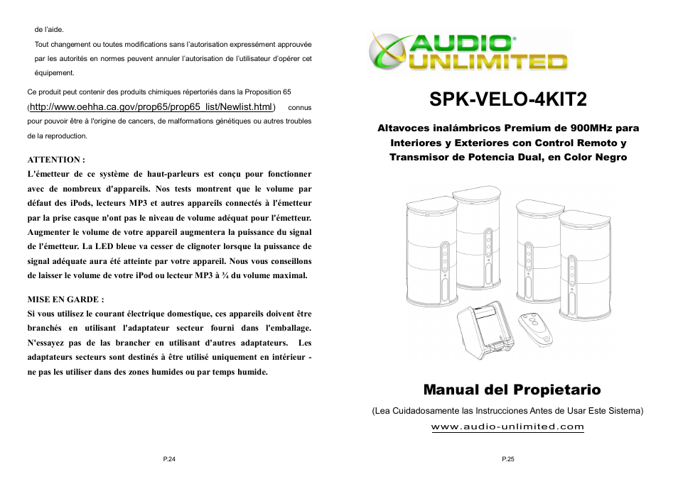 Spk-velo-4kit2, Manual del propietario | Audio Unlimited spk-velo-4kit2 Owners Manual User Manual | Page 13 / 19