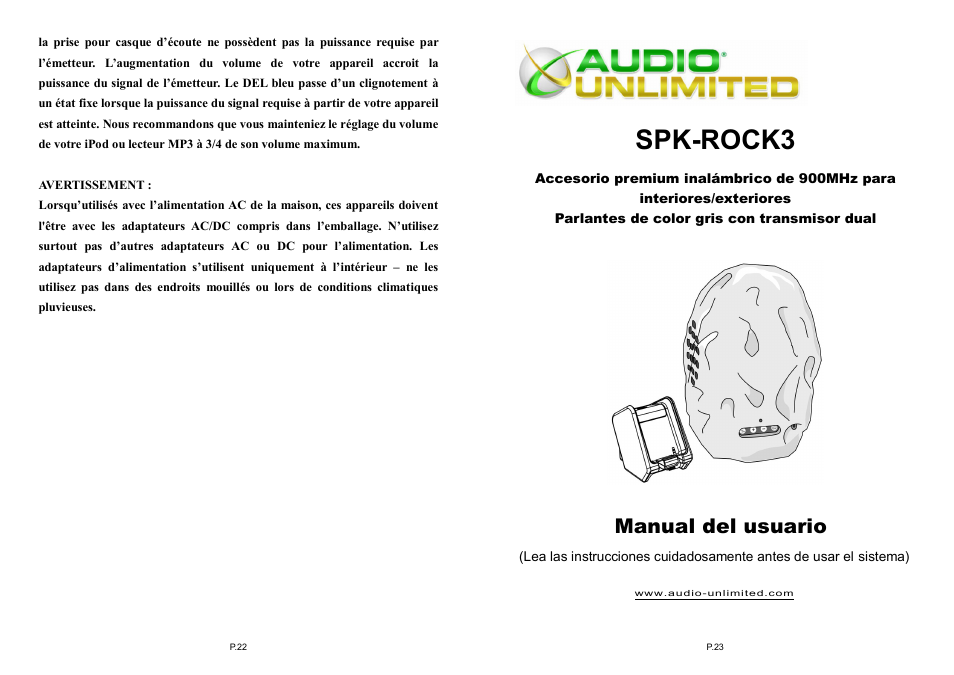 Spk-rock3, Manual del usuario | Audio Unlimited spk-rock3 User Manual | Page 12 / 17