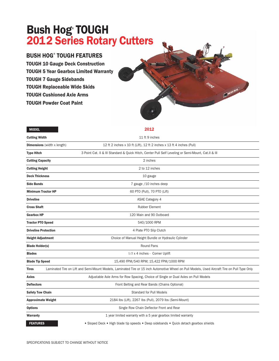 Bush Hog 2012 User Manual | 1 page