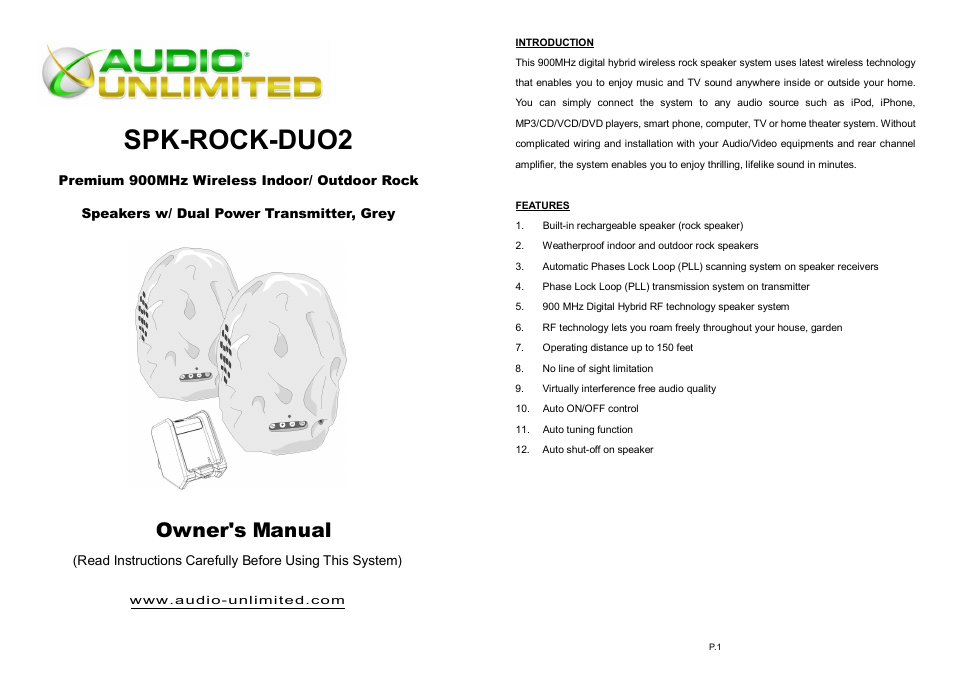 Audio Unlimited spk-rock-duo2 User Manual | 17 pages