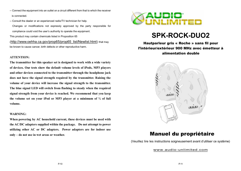Spk-rock-duo2, Manuel du propriétaire | Audio Unlimited spk-rock-duo2 User Manual | Page 6 / 17