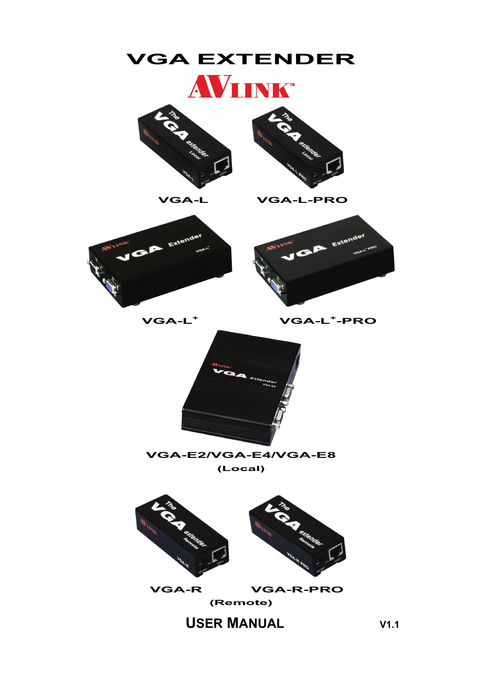 Avlink VGA-E8 User Manual | 8 pages