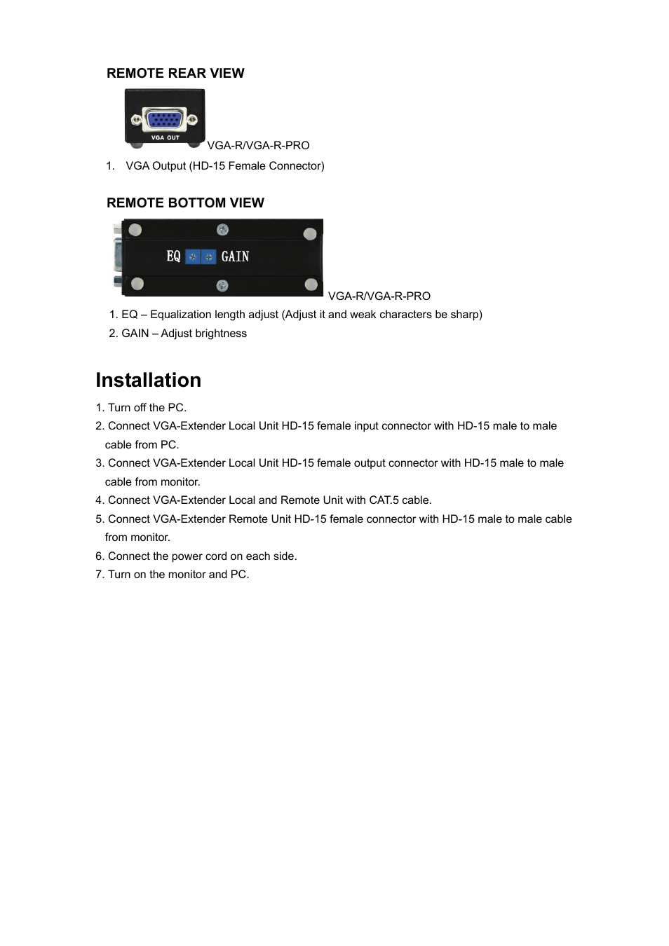 Installation | Avlink VGA-E8 User Manual | Page 6 / 8