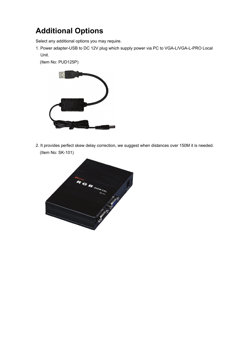 Additional options | Avlink VGA-E8 User Manual | Page 7 / 8