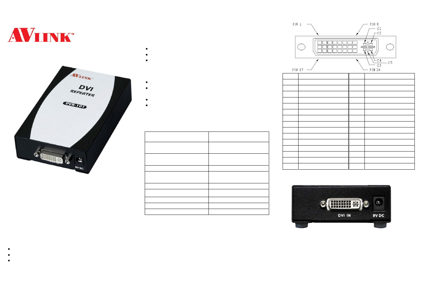 Avlink DVR-101 User Manual | 2 pages