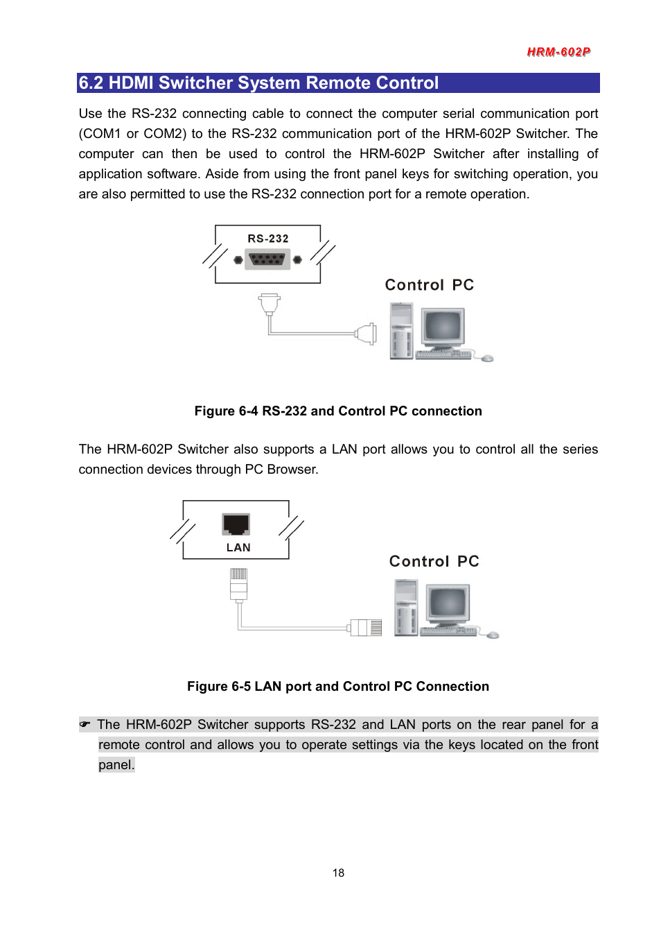 2 hdmi switcher system remote control | Avlink HRM-602P User Manual | Page 19 / 57