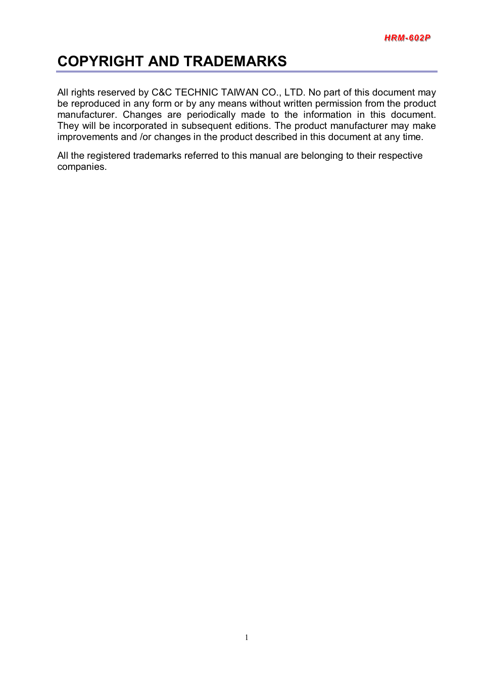 Copyright and trademarks | Avlink HRM-602P User Manual | Page 2 / 57