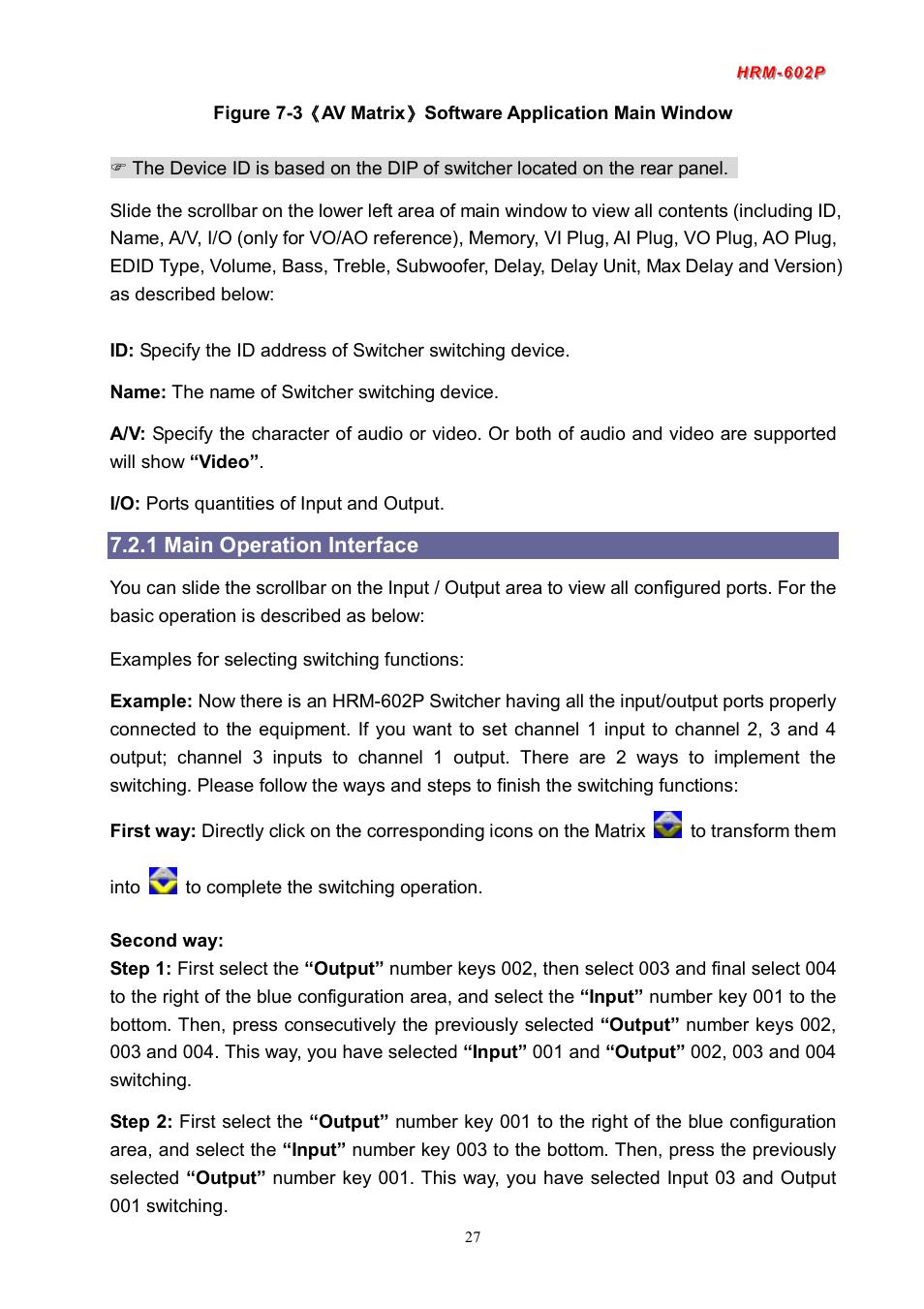 1 main operation interface | Avlink HRM-602P User Manual | Page 28 / 57