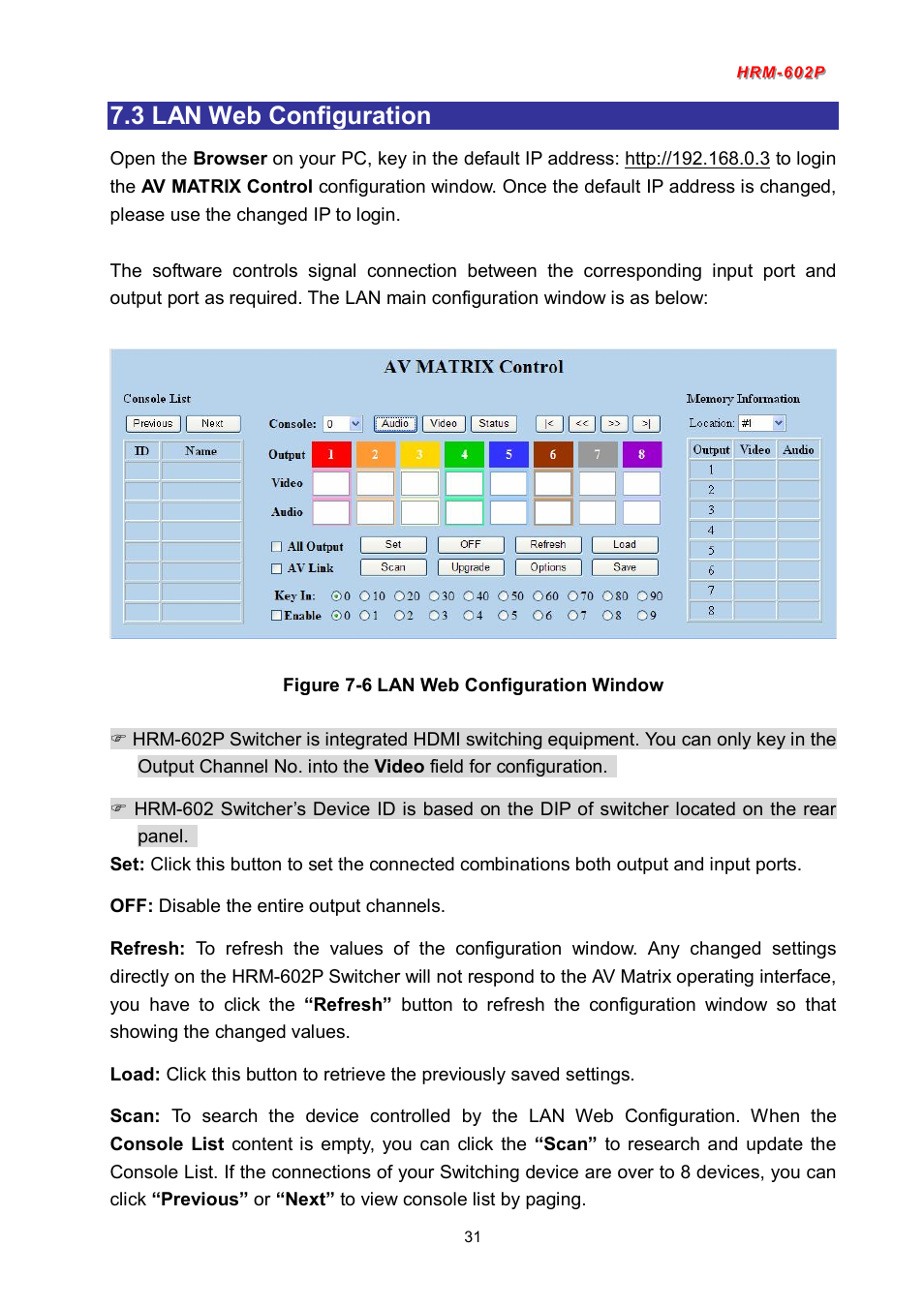 3 lan web configuration | Avlink HRM-602P User Manual | Page 32 / 57