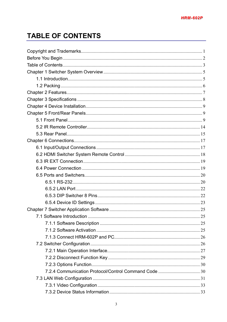 Avlink HRM-602P User Manual | Page 4 / 57