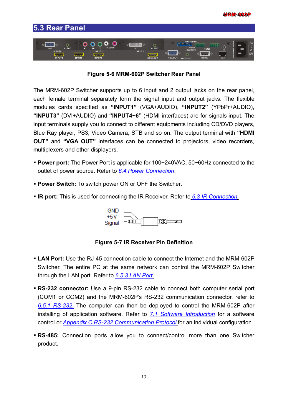 3 rear panel | Avlink MRM-602P User Manual | Page 14 / 55
