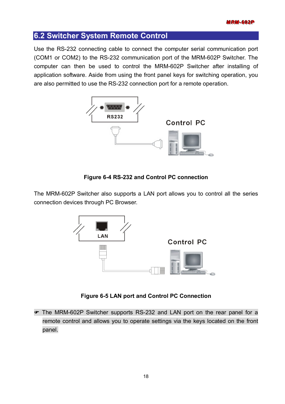 2 switcher system remote control | Avlink MRM-602P User Manual | Page 19 / 55
