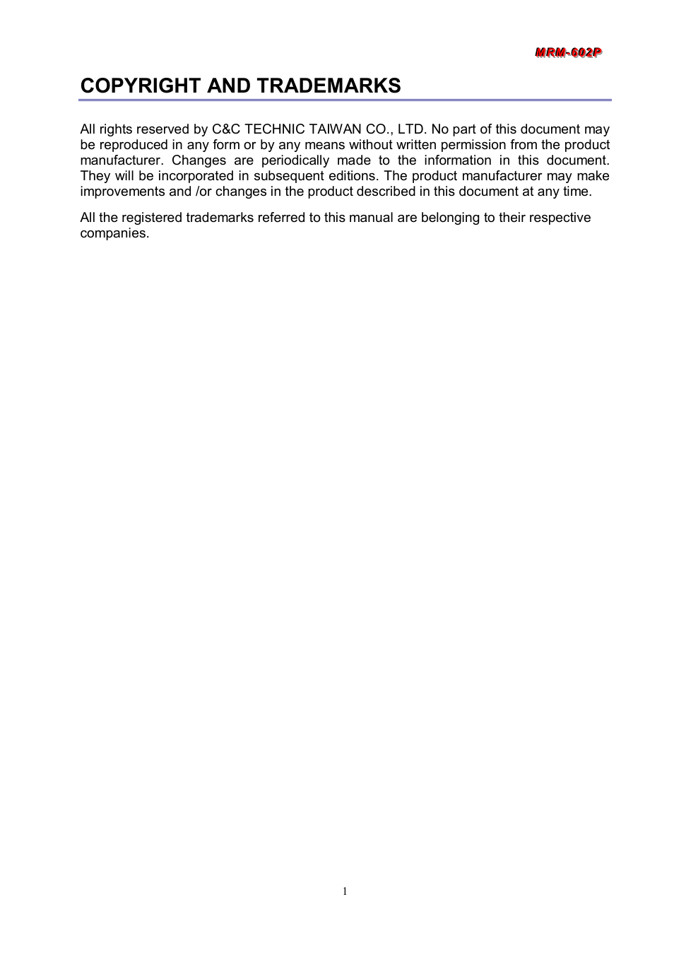 Copyright and trademarks | Avlink MRM-602P User Manual | Page 2 / 55