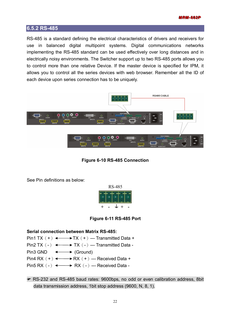 2 rs-485 | Avlink MRM-602P User Manual | Page 23 / 55