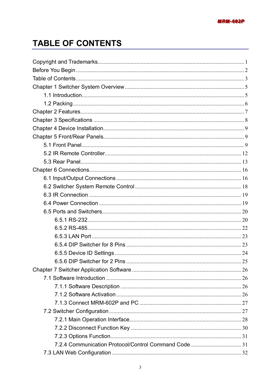 Avlink MRM-602P User Manual | Page 4 / 55